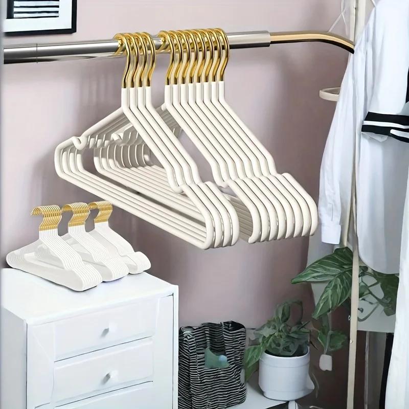 Gold Hook Impregnated Plastic Clothes Hanger Anti Slip,household Seamless Dormitory Clothes Hanger,stainless Steel Anti Slip