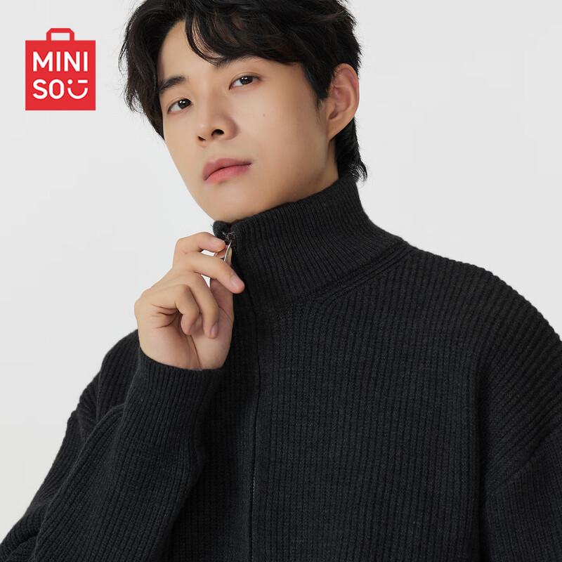 MINISO Men's Vintage Loose Knit Cardigan Sweater