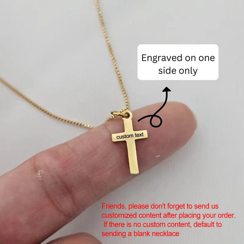 Custom Engraved Name Gold Plated Cross Necklace For Kids Girls Boys Personalized Children Jewelry Gifts