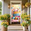 Happy Easter Bunny Backdrop Banner Easter Decorative Background for Spring Party Egg Hunt Celebration Holiday Decor Photo Props
