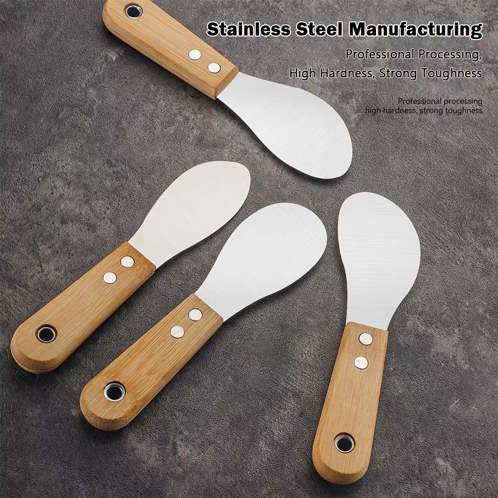 4Pcs High Hardness Stainless Steel Glue Scraper Wood Handle Sealant Remover Shovel  Tile Grouting