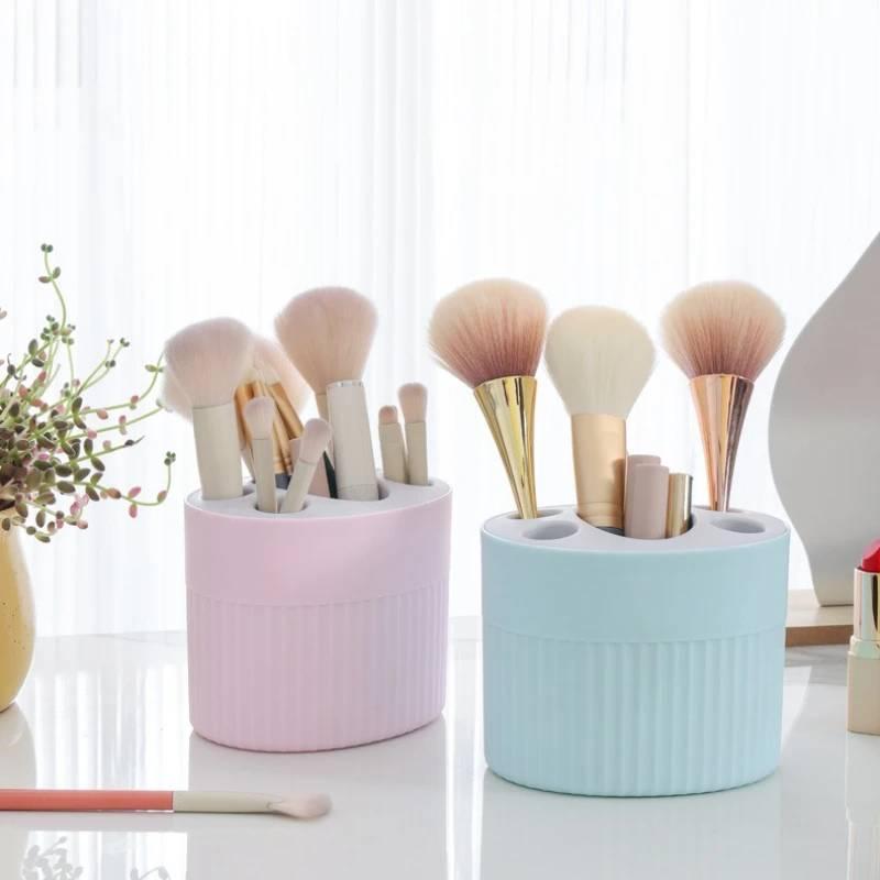 Toothbrush Holder Bathroom Organizer Countertop Stand Drainage Holes For Toothpaste Cup Razor Non Slip Plastic Keep Dry