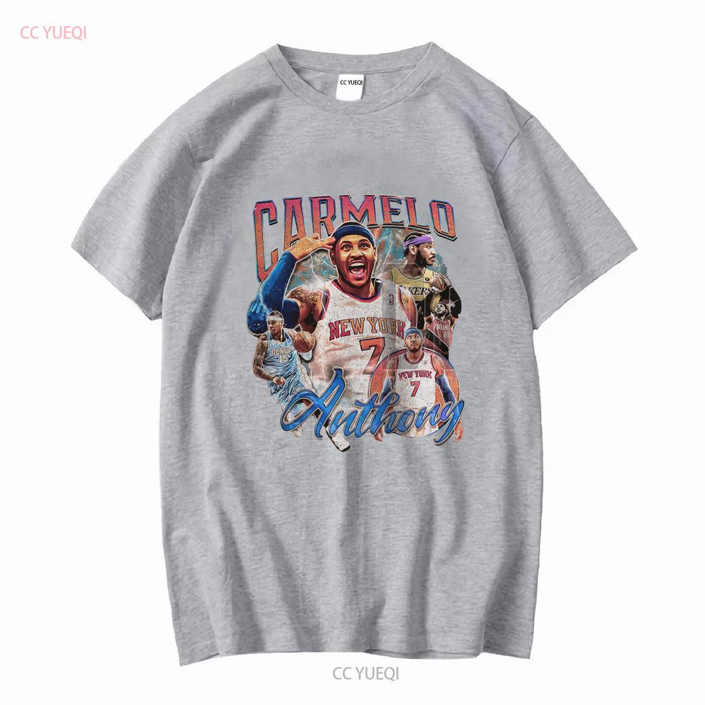 T-shirt Carmelo Anthony Pallacanestro Classica Anni '90 manica lunga o corta vintage Lavata Versatile Unisex Morbida Elasticizzata