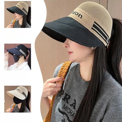 Large Head Circumference Fashionable and Versatile Sun Protection Hat Outdoors Can Be Hung with Masks and Extended Hat Brim Mesh Top Baseball Cap