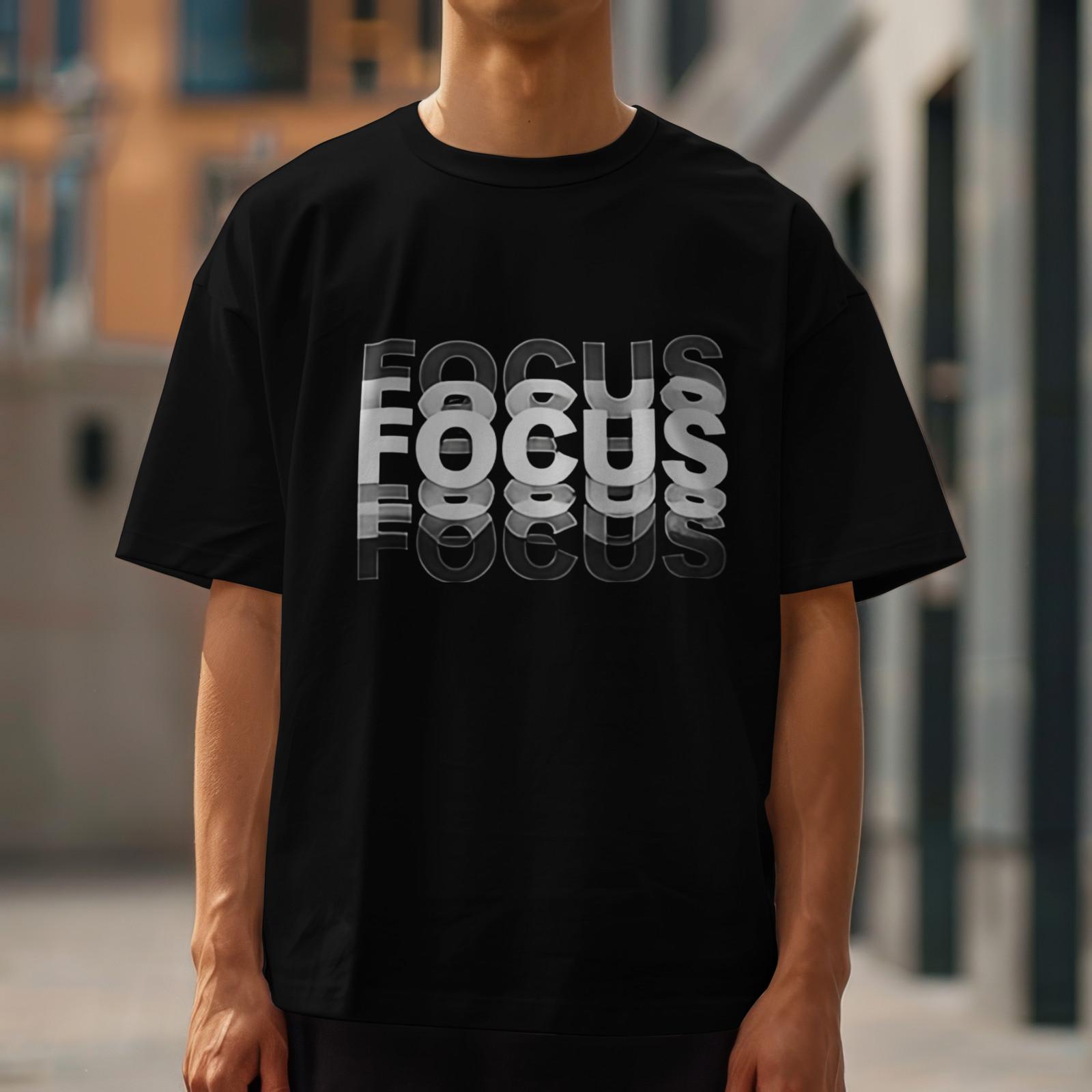 Funny FOCUS T-Shirt Humor Glitch Typography Graphic Tee 4XL