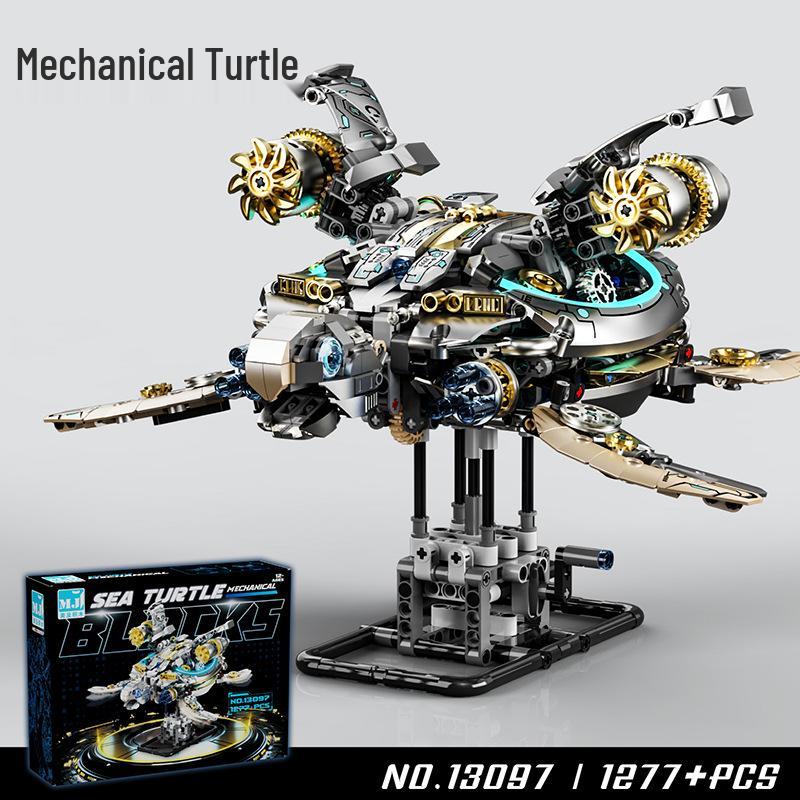 Lego-Compatible Mechanical Parrot, Shark, Whale, and Octopus Assembly Model Toys