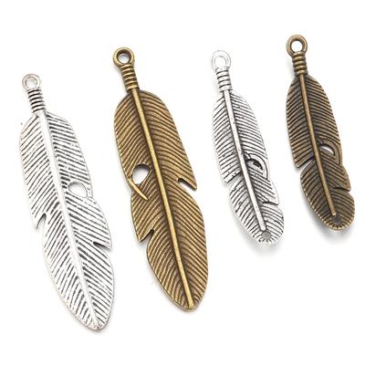 10pcs Alloy Feather Charms Antique Bronze Silver Color Leaf Pendant For DIY Jewelry Making Handmade Necklace Pendant Accessories