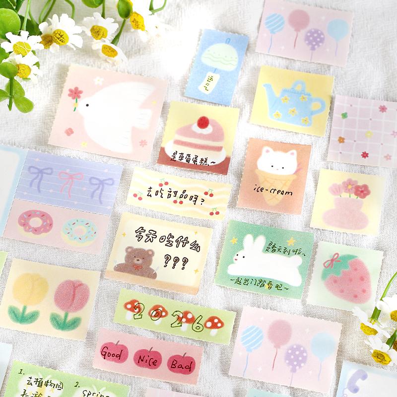 50sheets Slow Diary Series Kawaii Cartoon Patchwork Message notes DIY Scrapbook Aesthetic Stationery Craft Paper