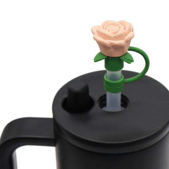 1/9 ks silikonové víčka na brčko pro šálek 30/40 oz Roztomilé květinové zavírače brček pro skleničku 10mm prachotěsné obaly na slámku na pití Víčka na opakované použití