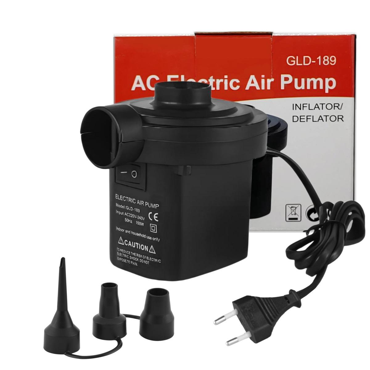 

Портативный электрический воздушный насос мощностью 150 Вт с 3 насадками для надувных бассейнов, поплавков и надувных матрасов EU Plug