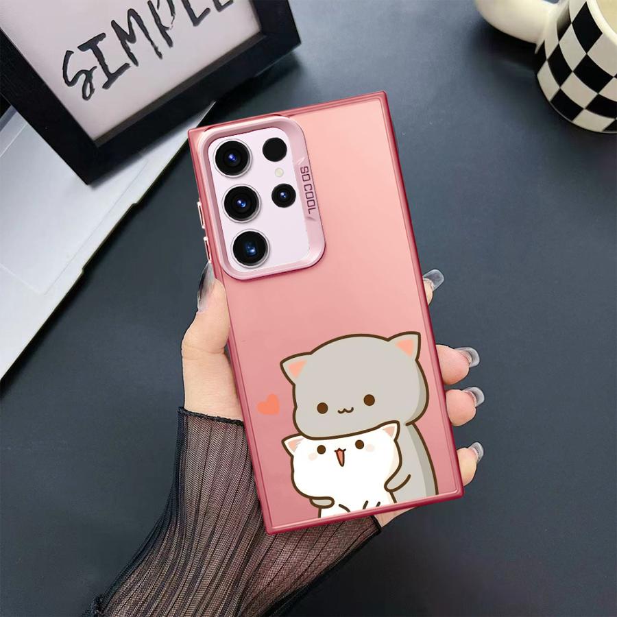 Phone Case for Samsung Galaxy S23 S24 S25 Ultra S20 S22 S23 FE Note 20 S21 Plus S24FE Shell Cover Cute Cartoon Cat Couple