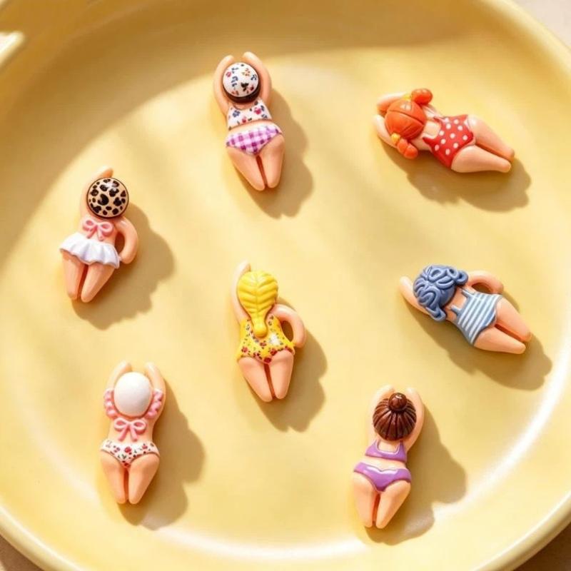 7/14pcs Cute Bikini Girl Mini Resin Figurines Swimming Figure DIY Crafts Phone Case Decoration Scrapbooking Desktop Decor