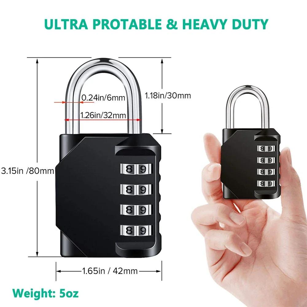 1pc Combination Lock Resettable 4 Digit Padlock with Combination Waterproof Duty Combination Padlock Outdoor Indoor