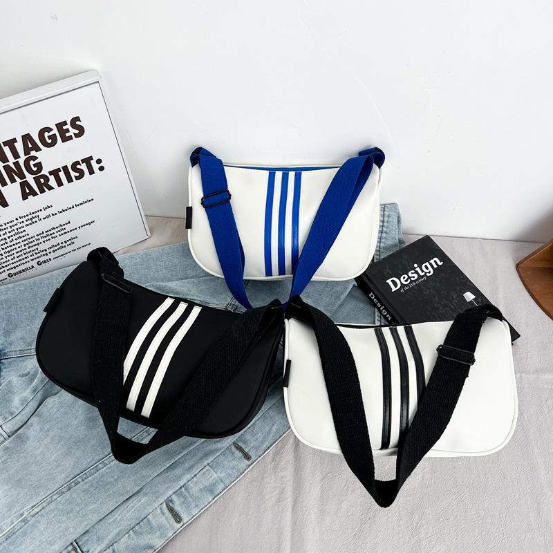 New Fashion Shoulder Bag Casual Oxford Cloth Crossbody Bag Sports Lightweight Striped Small Square Bag Men's and Women's Backpack