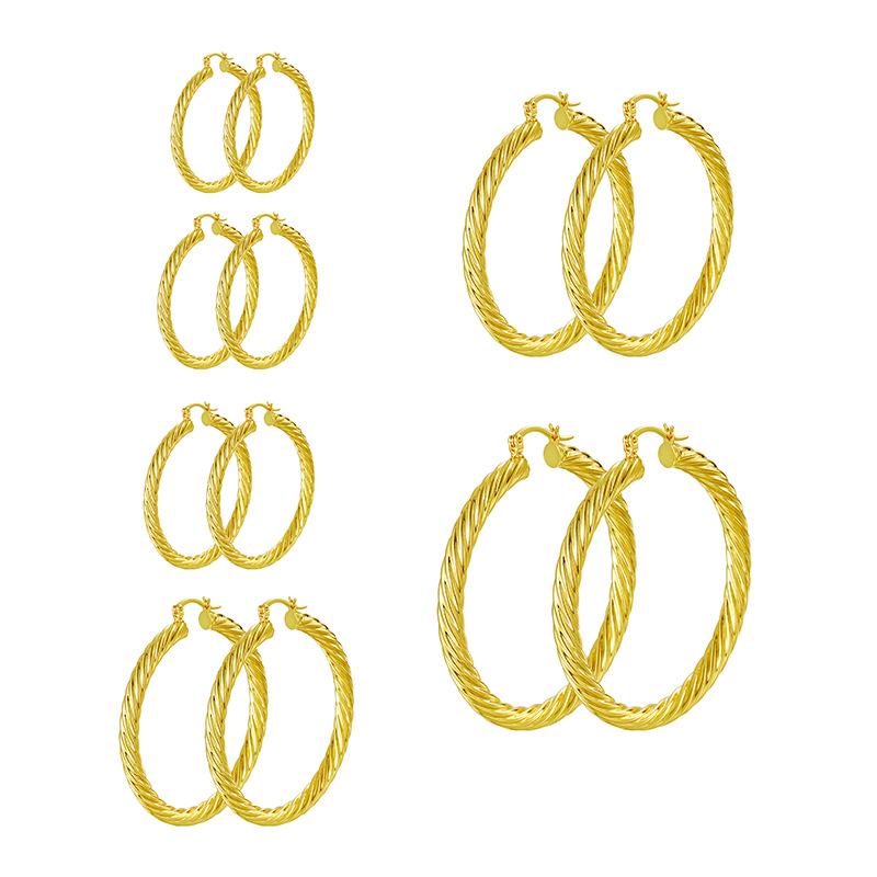 Twisted Cable Large Gold & Silver Hoop Earrings - European Style, Fashionable for Women