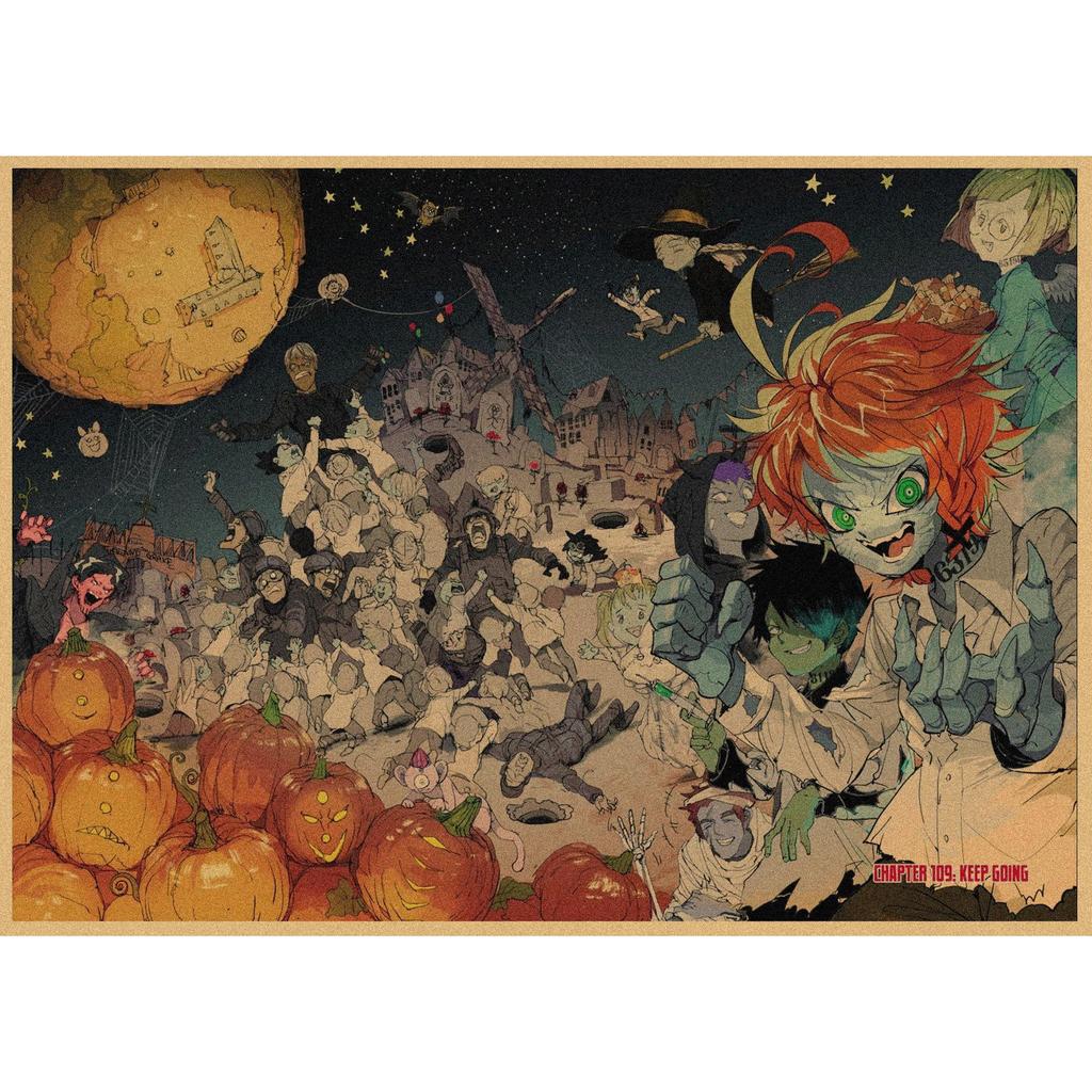 The Promised Neverland Anime Retro Kraft Paper Poster - Decorative Wall Art