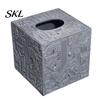 Purple Tissue Box Sci-fi Theme Box, with Smooth Paper Extraction, Large Capacity Cubic Design Matte Gray Holder Organizer, Hard Shell Durable Desktop