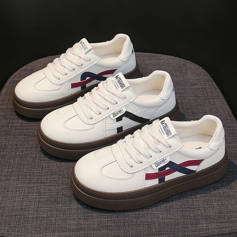 Cowhide version~ leather little white shoes women's 2025 autumn new versatile casual board shoes platform sports moral training shoes