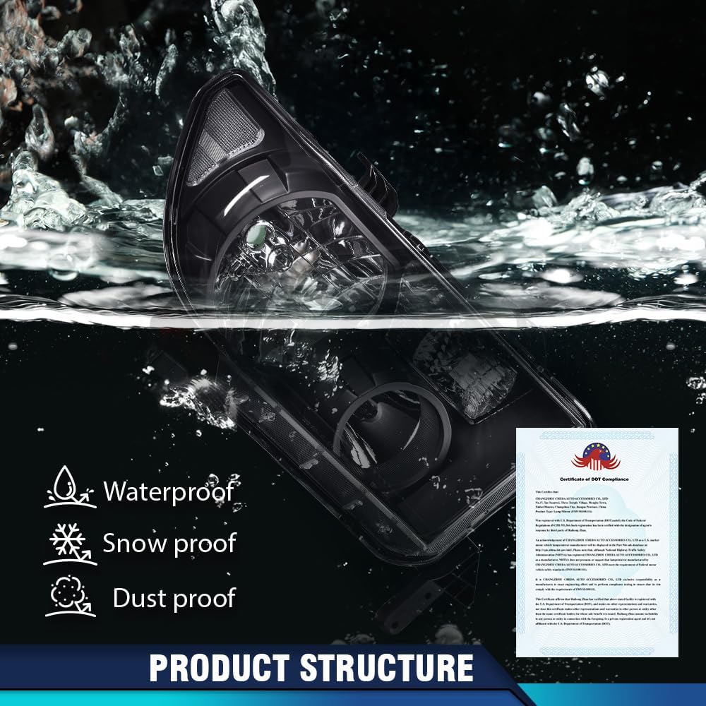 PIT66 Headlight Assembly Fit for 2007-2013 Tundra (W/O Headlight Leveling Model) Fit 2008-2017 Sequoia (12-14 Sequoia WITHOUT Headlight Washer Only)