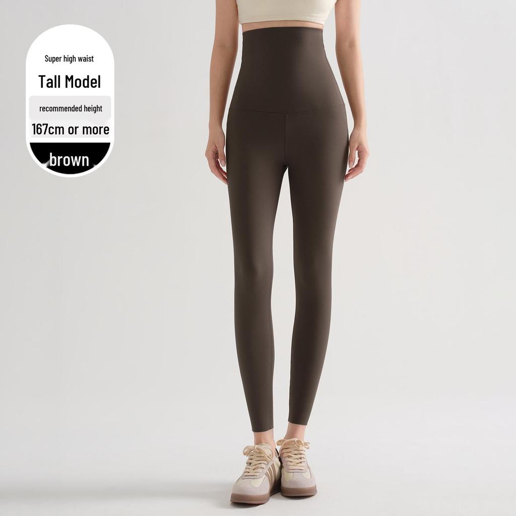 Women's High Waist Slimming Yoga Pants - Spring/Autumn Elastic Base Layer, 8-Point Length for Short Women