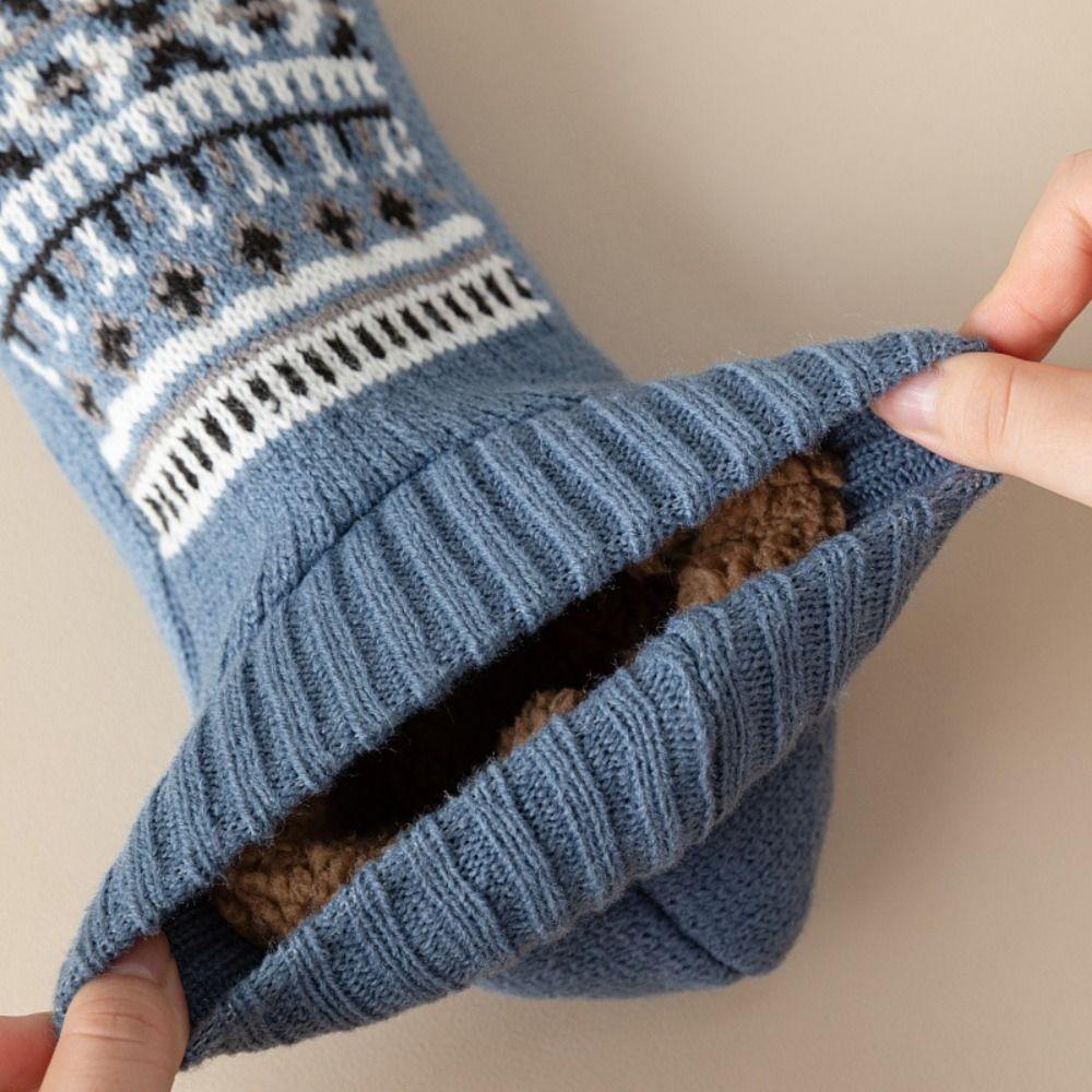 Stripe Winter Floor Ankle Shoes Plush Coral Fleece Socks Unisex Sleeping Socks  Women/Men