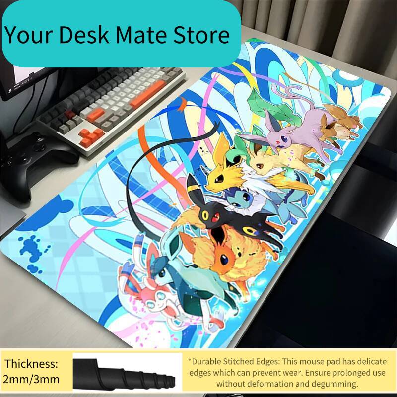 All Eevee Evolutions Anime Extended Gaming Mouse Pad Waterproof Non-slip