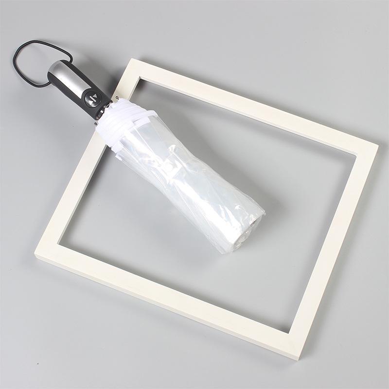 Japanese-Style Transparent Automatic Foldable Umbrella - Large, White, and Perfect for Influencer Photos