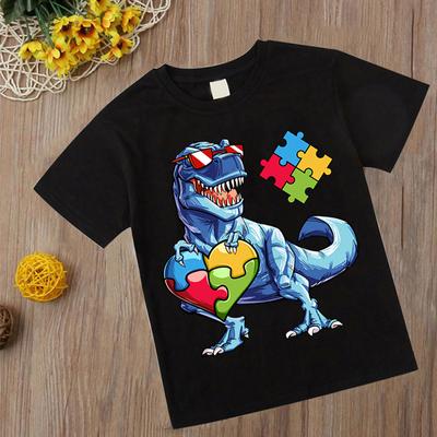 Erkek T Shirt Kısa Kollu pamuklu üst giyim Kız Bebek Çocuk Giyim Yaz Tshirt Dinozor Tee Bebek Giysileri 2-14 Yıl