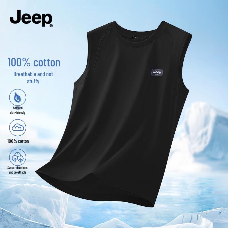 JEEP Men s Breathable Heavy Cotton Sleeveless T-Shirt 3XL