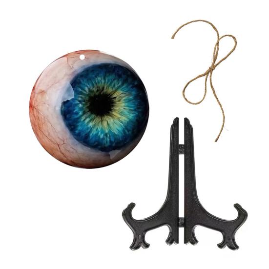 Realistische gotische Augapfel-Dekoration, 2D-Tischdekoration mit Ständer, Horror-Geschenk für Liebhaber düsterer Fantasy-Kunst, Halloween-Dekoration