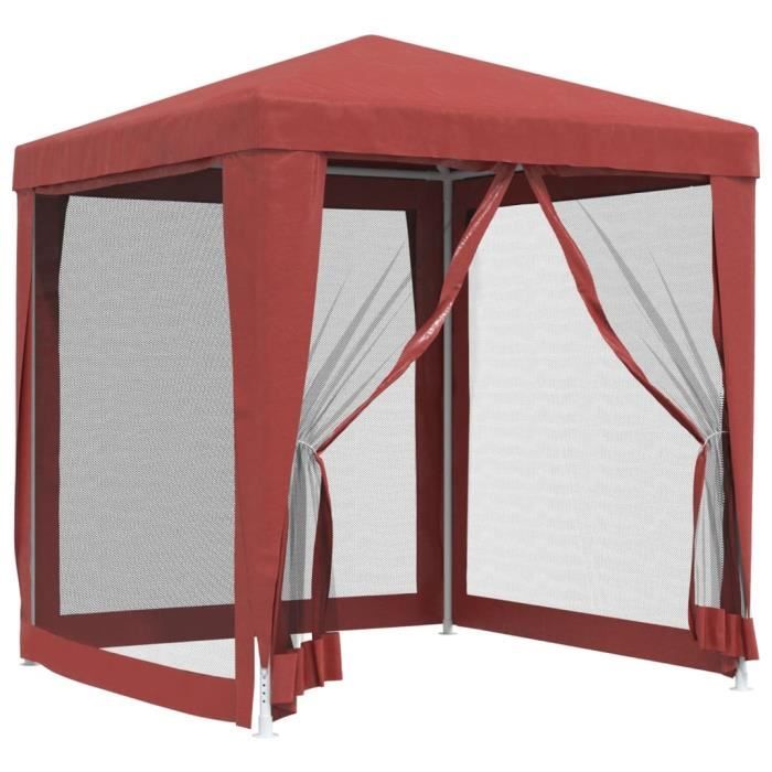 VidaXL Tente de fête avec 4 parois latérales en maille Rouge 2x2m PEHD 319220