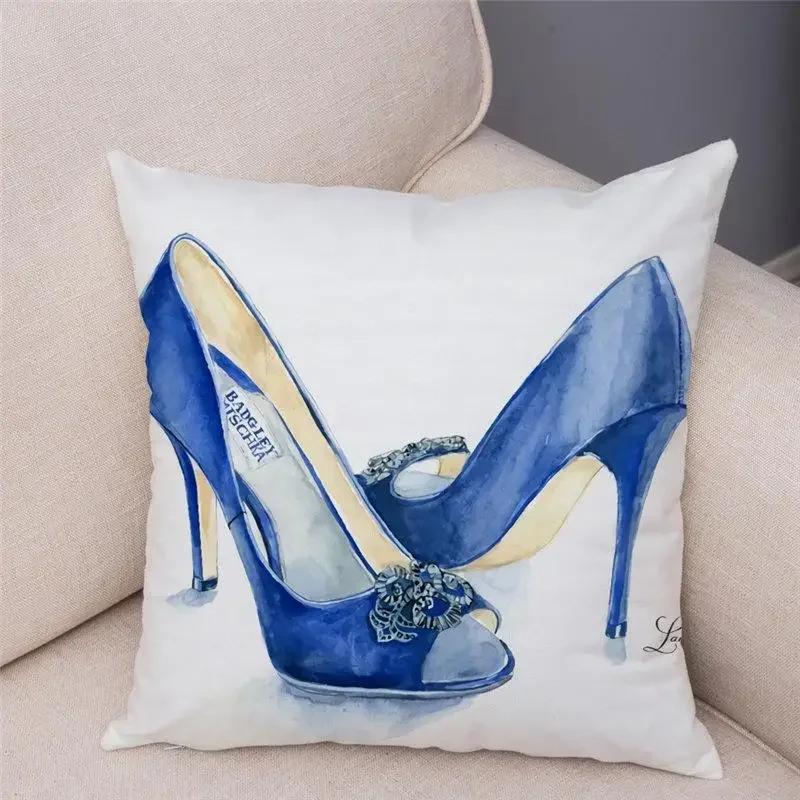 Women High Heels Printed Cushion Cover Bedroom Pillowcase Home Decor  Sofa