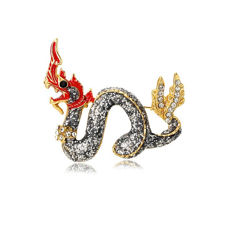 Retro Drip Oil Cartoon Dragon Brooch - Men's Suit Pin Accessory