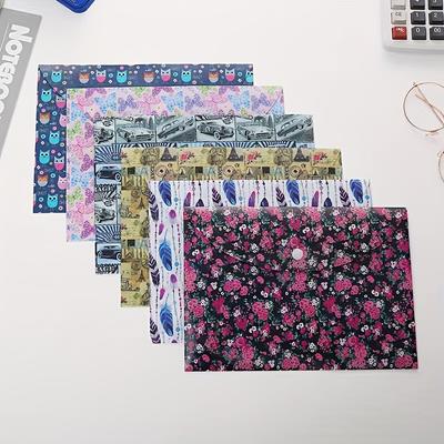 12pcs A4 Cute Cartoon EuropeAn-American Style Thickened File Bag, Student Paper Button Bag, Office Information Advertising File Bag