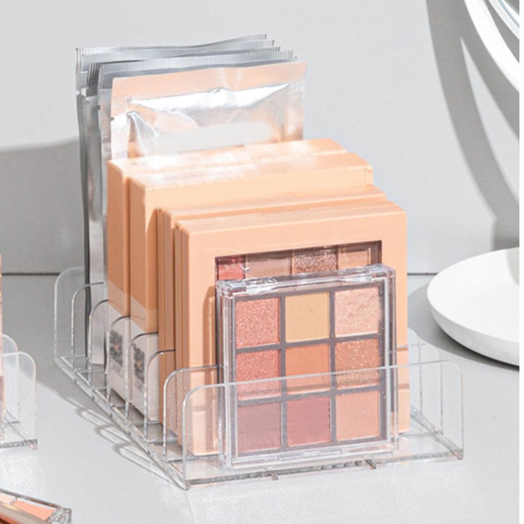 Clear Plastic Makeup Palettes Organizer Divided Sections Cosmetics Stand Rack Holder For Eyeshadows