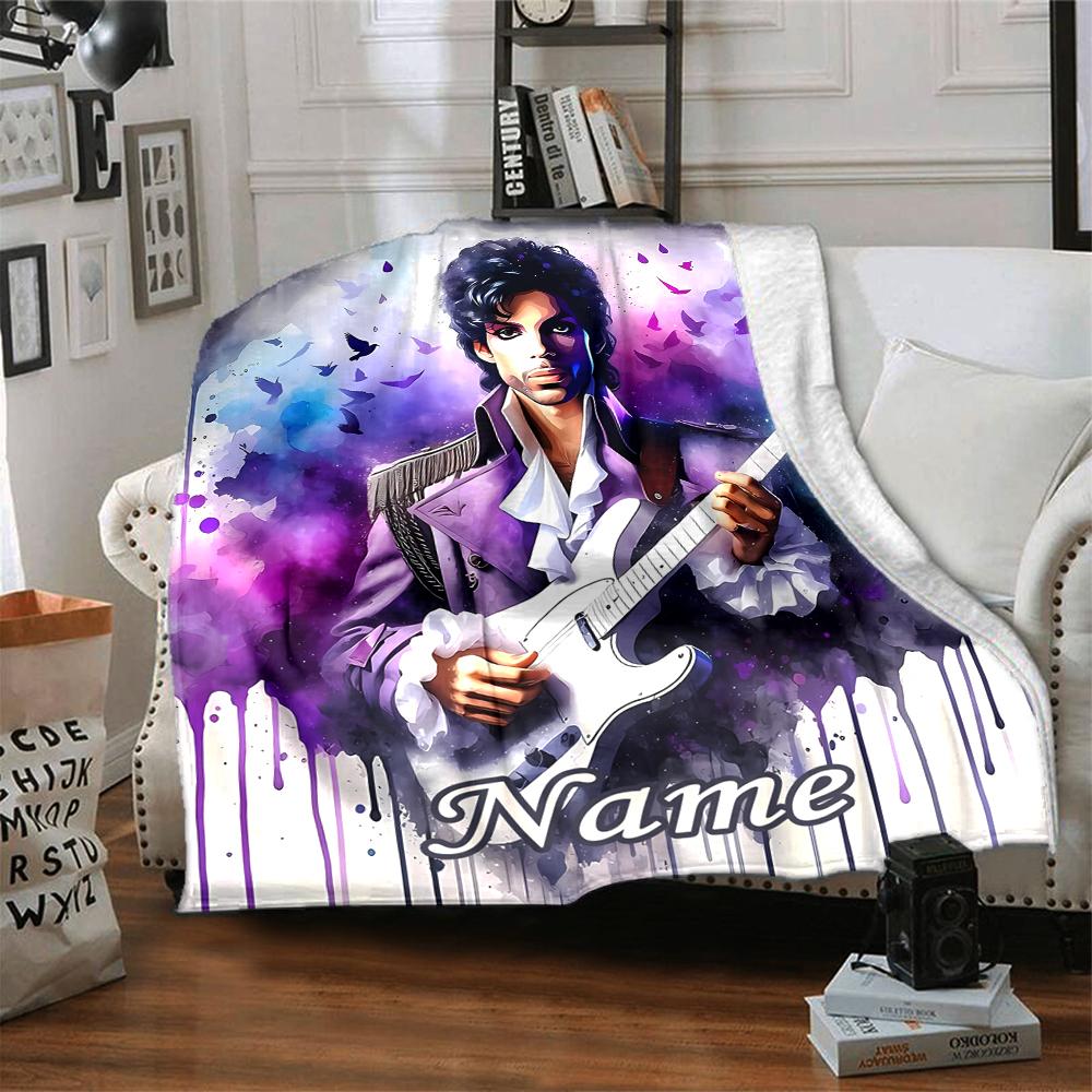 Custom Name Prince Theme Printed Blanket - Perfect for Couch, Bed, Travel & Outdoor Use | Machine Washable, Cozy & Durable.