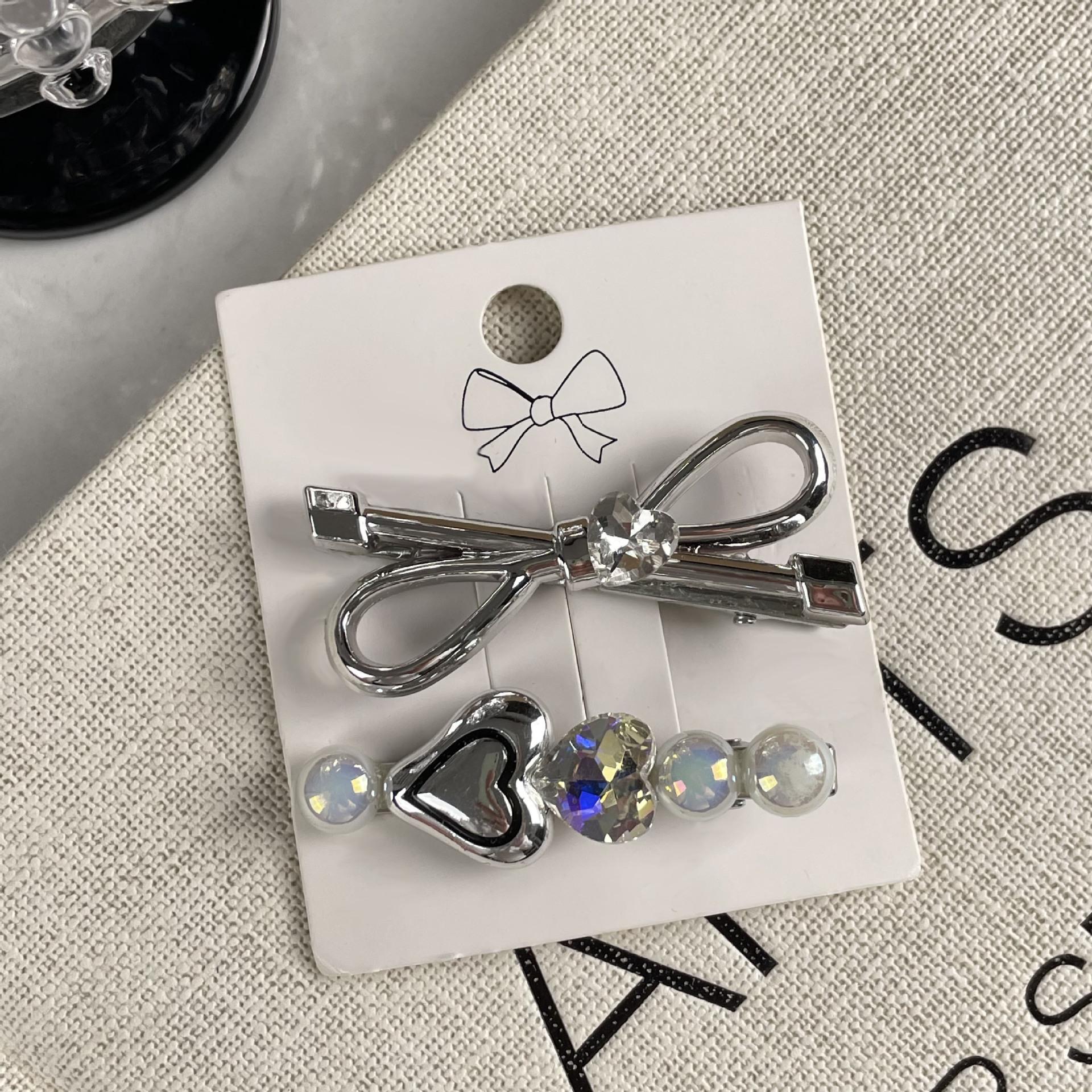 

New Ins Wind Clip Sweet Cool Bow Hair Clip Side Senior Sense Hair Card Rhinestone Duckbill Clip Hair Accessories Headwear
