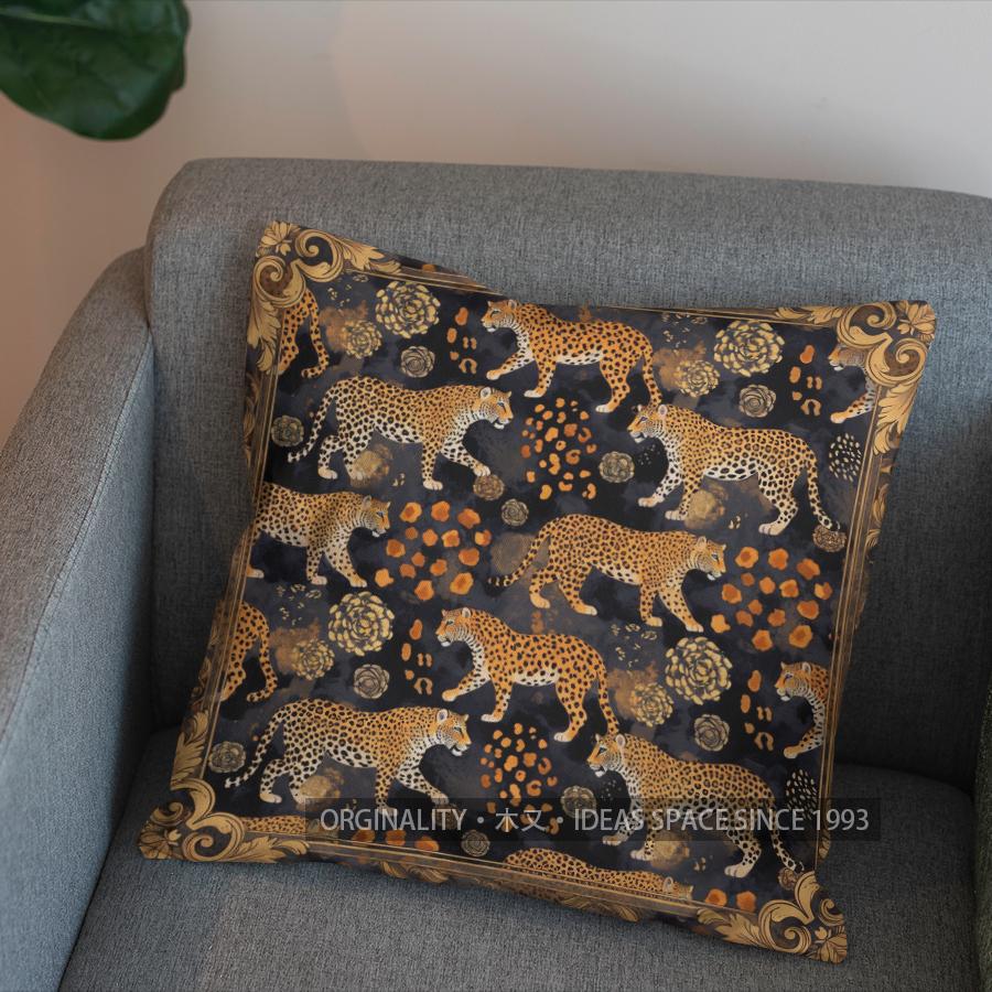 2D Leopard-Print Square Pillow For Modern Home Pattern Cushion Cover Suitable For Sofa Bedroom Car Pillow Cover