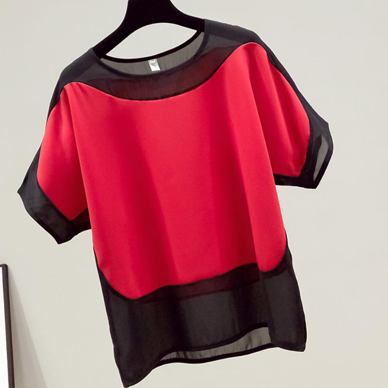 Summer Casual Blouse Women Fashion Loose Office-Lady Shirts Solid Short O-Neck Batwing Sleeve Blouses Elegant