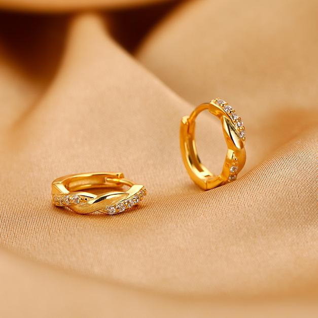 925 Silver Hoop Earrings Temperament Simple Round Zircon for Women Wedding Jewelry Accessories