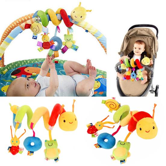 Baby Rattles Infant Spiral Plush Toy Bright Colors Baby Stroller Plush Toy Stimulating Baby Curiosity Toy for Newborn Infant