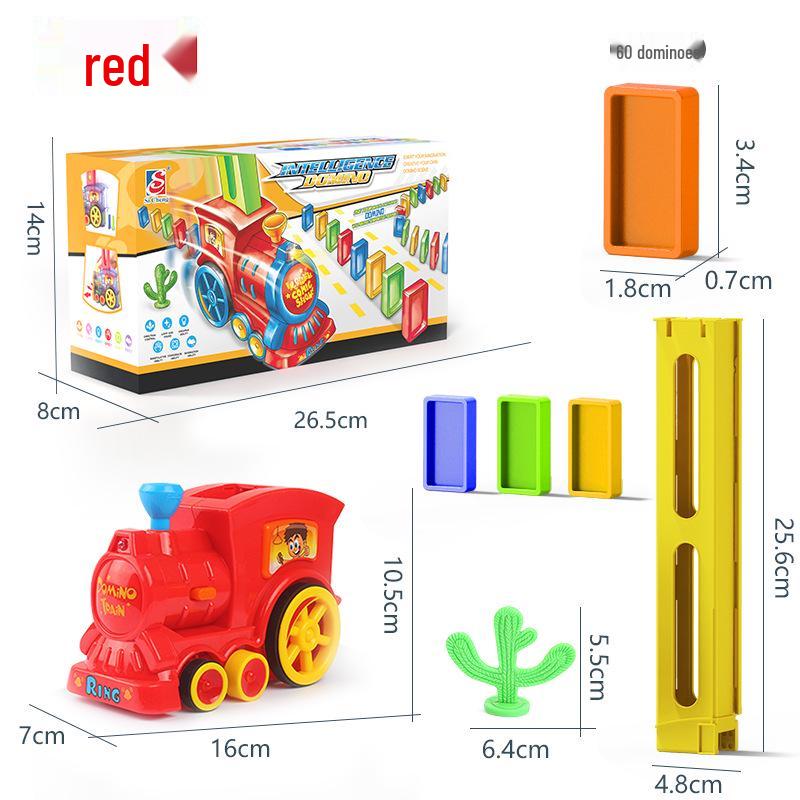 Educational Electric Train Toy with Automatic Domino Setup and Sound & Light Effects