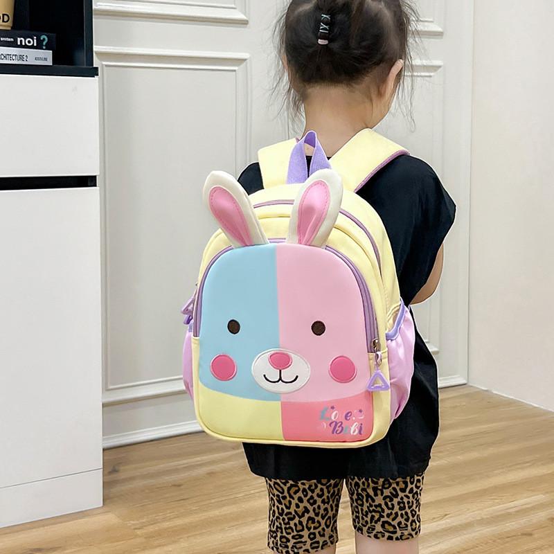 Childrens Animal Pattern School Bag With Lightweight Nylon Material And Ventilated Back Panel For Daycare
