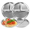 Unbreakable Portion Control Plate 304 Stainless Steel 3 Compartment Food Tray  Meal