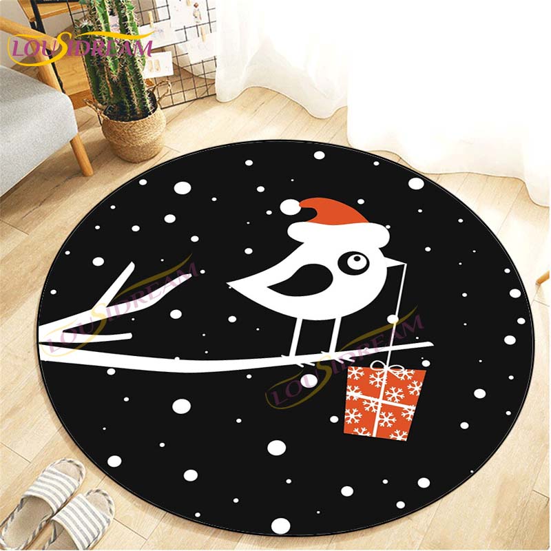 

Веселого Різдва Круглий килим Зимові кардинали Птахи Килим для домашнього декору у вітальні Різдвяний кардинал Круглий килим Червоний птах Килимок Diameter 60cm