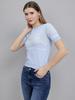Monte Carlo Women Regular Fit Light Blue Top