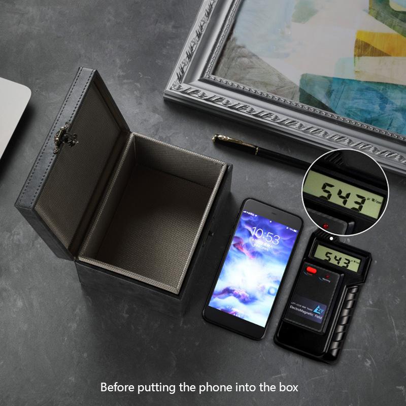 Faraday Box RFID Signal Blocking Case Crazy Horse Leather Anti-Theft Shielding for Car Keys Bank Cards Smartphone
