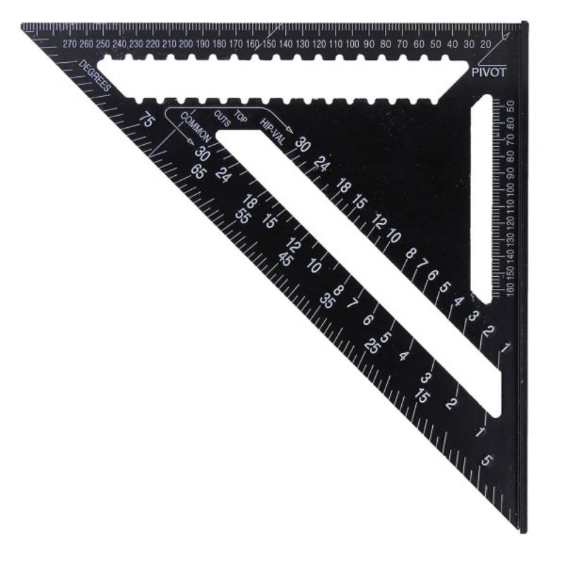 12inch Metric Aluminum Alloy Triangle Angle Ruler Protractor Woodworking Measurement Tool 30cm Quick Read Square Layout Gauge