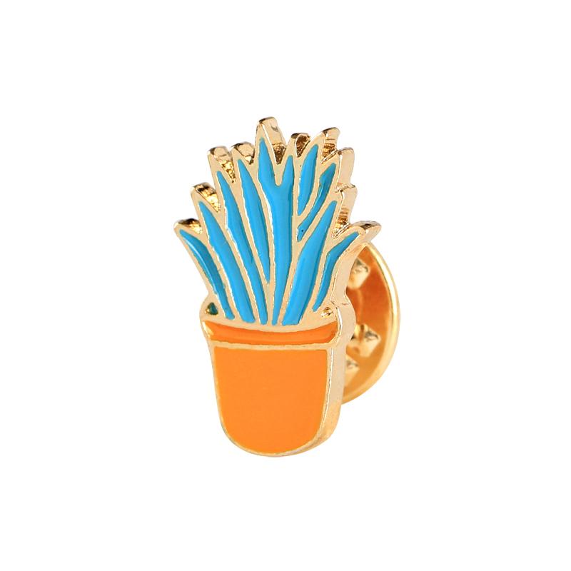 

19 Styles Summer Cup Potted Design Enamel Brooches Mini Cactus Potted Plant Shaped Pins Women Girls Gardening Backpack Badge