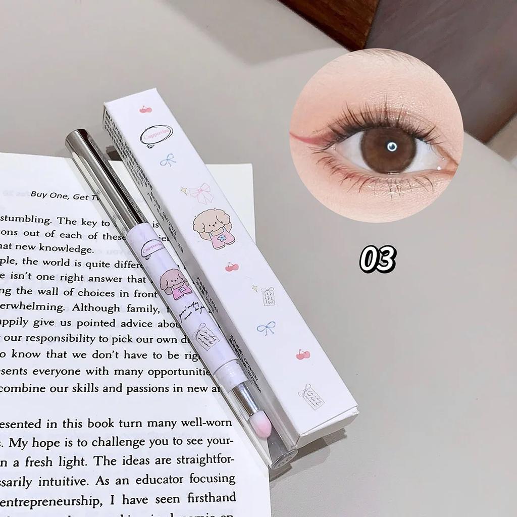 Double-head Milk Green Eyeliner Shadow Pencil Waterproof Lasting Ultra-thin Shimmer Matte Colorful Eyeliner Gel Pen With Brush